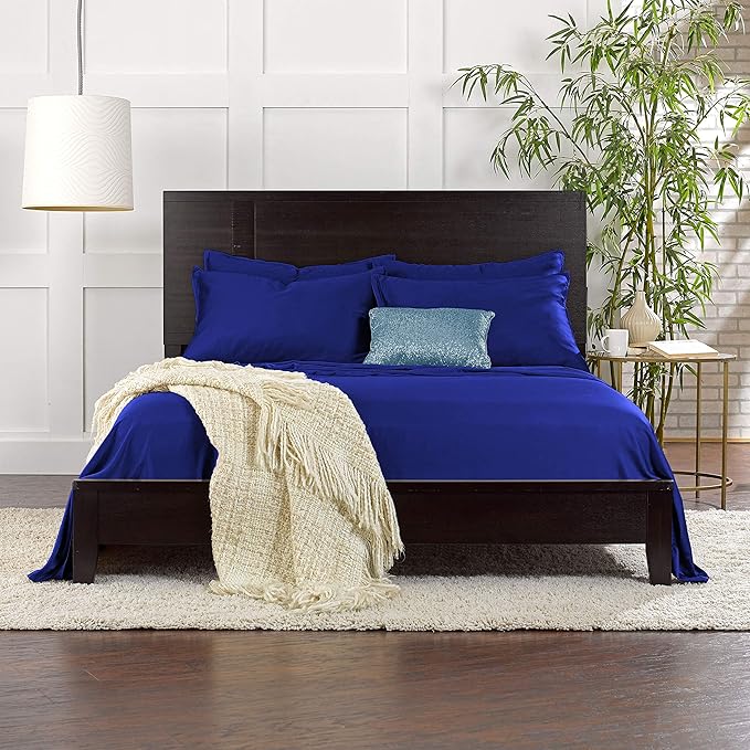 Pure Bamboo Twin Sheets, Genuine 100% Organic Viscose Derived from Bamboo Bed Sheet Set, Luxuriously Soft & Cooling, Double Stitching, 2 Year Quality Promise (Twin, Cobalt Blue)