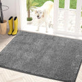 PURRUGS Dirt Trapping Door Mat 34" x 59", Non-Slip Machine Washable Entry Rug, Shoe Scraper, Dog Doormat, Super Absorbent Welcome Mat for Front & Back Door, Muddy Shoes & Paws, Light Grey-Dark Grey