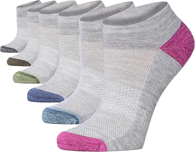 Tipi Toe Women’s 6-Pack Athletic Cushioned Running Ankle Socks – Soft, Breathable Fabric with Arch Support for Comfort