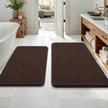 OLANLY Bathroom Rugs Sets 2 Piece, Soft Absorbent Chenille Bath Mats Area Rug Set, Non-Slip, Quick Dry, Machine Washable Bath Mats for Bathroom, Home Decor Accessories (36"x24"+30"x20", Brown)