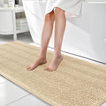 OLANLY Thick Bathroom Rugs 70x24, Extra Soft Absorbent Chenille Striped Bath Rugs, Rubber Backing, Machine Wash Dry, Bath Mats for Bathroom Floor, Tub and Shower, Home Decor Accessories, Beige