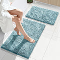 Yimobra Bathroom Rug Set 2 Piece, Luxury Shaggy Bath Mat Set with Non Slip Backing, Ultra Soft & Absorbent Mats for Bathroom Floor, Machine Washable, 31.5"x20"+24"x17", Grayish Blue