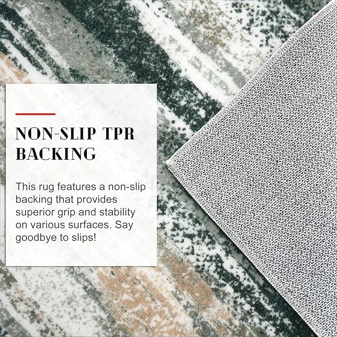 Modern Abstract Runner Rug 2x5, Forest Green Washable Entryway Kitchen Runner Non-Slip Soft Hallway Rug Runner Thin Print Faux Wool Carpet for Bedroom Laundry Room Indoor
