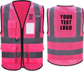 High Vis Safety Vest Reflective Strips, Multi-Pocket Design, Available in Yellow,Orange,black,Pink,blue,Red,purple