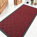OLANLY Front Door Mat Outside Entrance 47x23, Absorbent, Heavy Duty Sturdy Natural Rubber Doormat Indoor Outdoor, Non-Slip, Stain and Fade Resistant, Low Profile Floor Mat for Entryway, Black Red