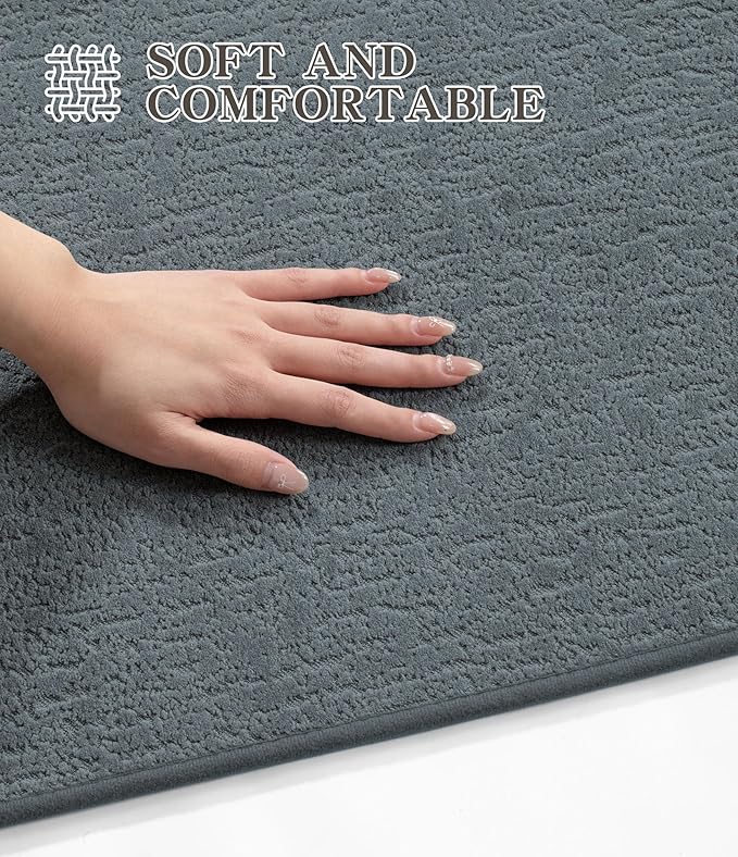 chakme Bathroom Rugs Mat 32x17, Ultra Thin Non Slip Bath Mat Quick Dry Absorbent Bath Mat for Bathroom Floor, (Light Blue, 32"x17")