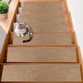 Linen Stair Treads for Wooden Steps, 15 Pack 8" X 30" Carpet Stair Runners Non Slip Indoor, Peel and Stick Stair Treads for Kids Elders and Pets, Beige
