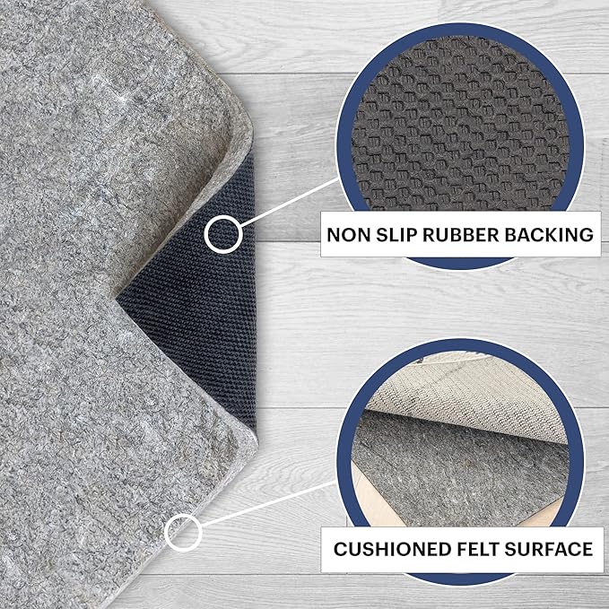 RUGPADUSA - Dual Surface - 11'x14' - 3/8" Thick - Felt + Rubber - Enhanced Non-Slip Rug Pad - Adds Comfort and Protection - for Hard Surface Floors