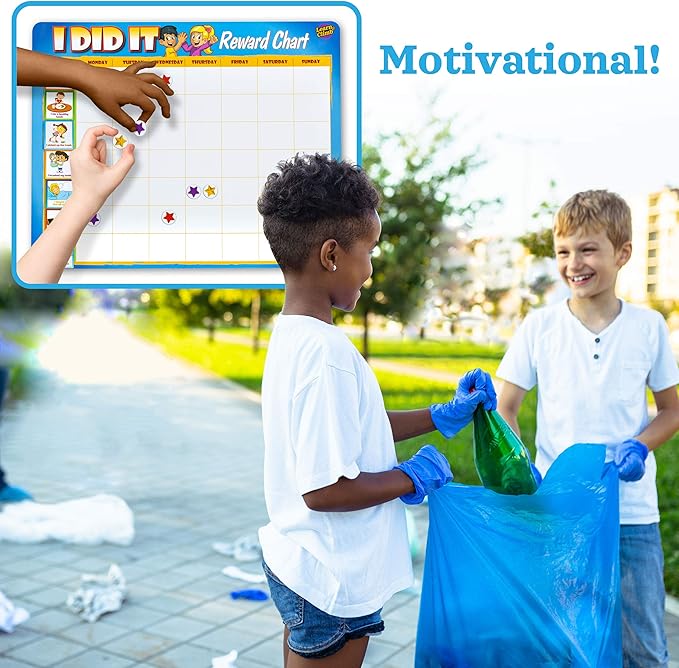 Learn & Climb Kids Responsibility Chart Magnetic Board, 63 Chores, Potty Train Tasks, Multiple Kids (Magnetic)