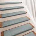 PURE ERA Carpet Stair Treads Ultra Plush 9.5" X 30"Soft Bullnose Indoor Stair Protectors Pet-Friendly Non-Slip Skid Resistant Tape Free Washable Reusable(14 Pieces,Greenish Gray)