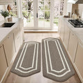 COSY HOMEER Long Kitchen Floor Mats for in Front of Sink Super Absorbent Kitchen Rugs and Mats 24"x48"+24"x59"Non-Skid Kitchen Mat Standing Mat Washable,Polypropylene,Brown,Frame