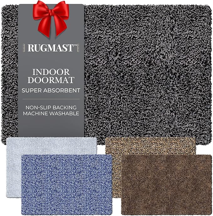 Premium Microfiber Indoor Door Mat – 20"x30" Washable Entry Mat, Non-Slip, Waterproof Backing, Super Absorbent, Low Profile Entryway Doormat for Indoor Entrance
