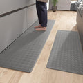 Color&Geometry Anti Fatigue Cushioned Checkered Designed Kitchen Mats Set, Easy Clean, Waterproof & Oil Proof Kitchen Floor Mat, Anti Slip Runner for Front Sink Comfort Standing,17x29+17x59,Grey