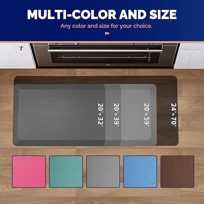 FEATOL Anti Fatigue Mat for Standing, 9/10 Extra Thick Ergonomic Standing Desk Mat, Comfort & Durable Memory Foam Standing Mat at Home,Office All Day (20" x 32", Gray, 1PC)