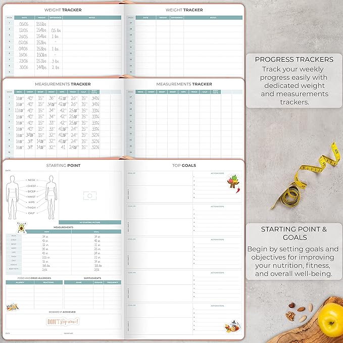 Clever Fox Meal Planner PRO – Weekly Meal Prep Journal with Grocery List & Weigh Loss Tracker – Diet, Fitness & Welness Log Book – Nutrition Diary Notebook – Lasts 12 Months, 7x10” (Light Pink)