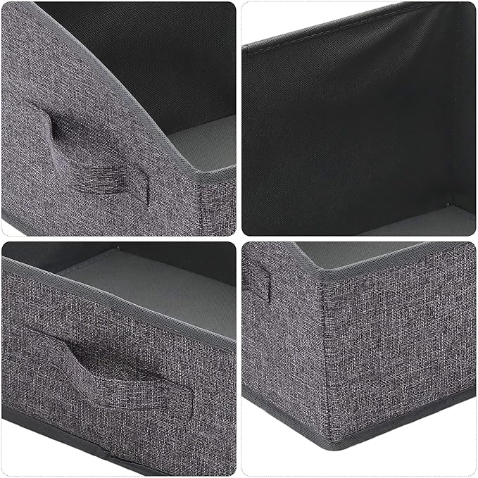 6 Pack Trapezoid Large Foldable Closet Storage Bins with Handle, Fabric Storage Organizer Cube Colth Containers Linen Box Shelf Baskets for Clothes Clothing Shelves Wardrobe