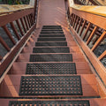 Ottomanson All-Weather Rubber Stair Treads – Non-Slip Step Mats for Wooden, Concrete, or Outdoor Stairs, Easy Maintenance, Tool-Free Placement, Pack of 5, 10" x 30", Black Circles
