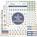 bloom daily planners Household Chores Planner Stickers -Essential Variety Pack for Home Productivity - to-Dos, Errands, Tasks - 8 Sheets / 736 Stickers - Icons & Quotes