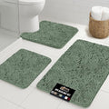 GORILLA GRIP Bathroom Rug Sets 3 Piece, Bath Mat Set and Oval Toilet Base with Rubber Backing, Plush Absorbent Shaggy Chenille Washable Mats, Includes 24x19.5, 24x17 and 30x20 Inch Rugs, Sage