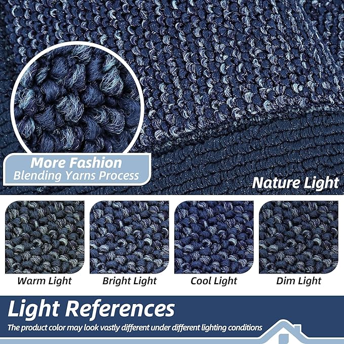 BEQHAUSE Indoor Door Mat 36" x 60", Dirt Trapper Door Mats Non-Slip Entryway Rugs Washable, Resist Dirt Absorbent Welcome Mat, Low Profile Floor Mats for Front Back Door and Entryway, Blue