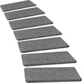 PURE ERA Bullnose Carpet Stair Treads Set Tape Free Non-Slip Indoor Stair Protectors Pet Friendly Rugs9.5" x 30"(14 Pieces,Grey Mini-Diamond Trellis)