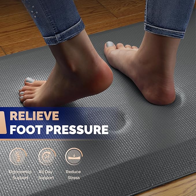 FEATOL Anti Fatigue Mat for Standing, 9/10 Extra Thick Ergonomic Standing Desk Mat, Comfort & Durable Memory Foam Standing Mat at Home,Office All Day (20" x 32", Gray, 1PC)