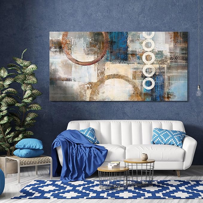 yiijeah Large Wall Art - Geometric Wall Decor Canvas Printed Picture Artwork Abstract Artfor Living Room Office Bedroom Decoration