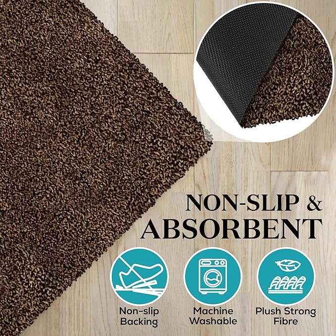 Premium Microfiber Indoor Door Mat – 36"x72" Washable Entry Mat, Non-Slip, Waterproof Backing, Super Absorbent, Low Profile Entryway Doormat for Indoor Entrance