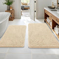 OLANLY Bathroom Rugs Sets 2 Piece, Soft Absorbent Chenille Bath Mats Area Rug Set, Non-Slip, Quick Dry, Machine Washable Bath Mats for Bathroom, Home Decor Accessories (36"x24"+30"x20", Beige)