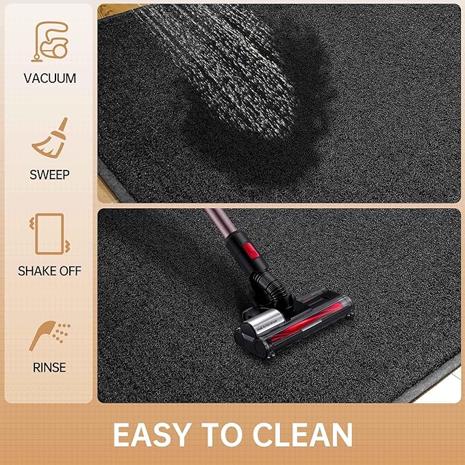 Sturdy Front Door Mat, 36" x 60" Heavy Duty Outdoor Indoor Mats to Trap Dirt and Moisture, Non-Slip Waterproof Doormat Inside Entrance, Washable Welcome Mats for Home Entryway（Black）
