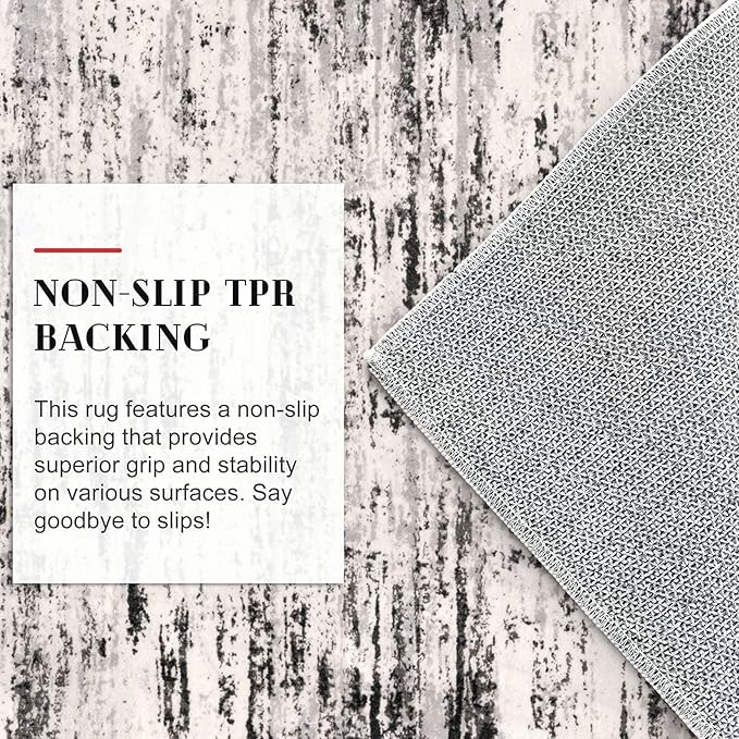 Modern Abstract Hallway Runner Rug, White Black Grey Taupe Washable Kitchen Runner Non-Slip Soft 2x8 Runner Rug Thin Print Faux Wool Carpet for Entryway Bedroom Laundry Room Indoor Home Decor