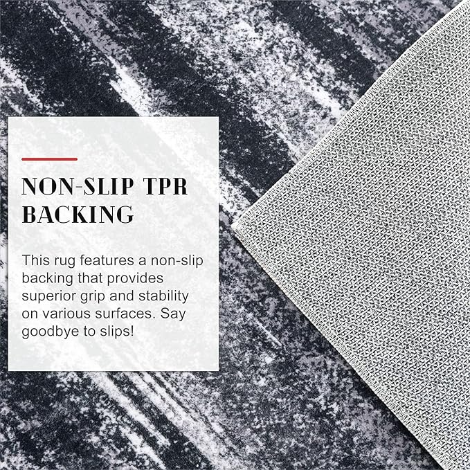 Modern Abstract Entryway Rug Indoor 2x3 Washable Rug Non-Slip Soft Small Area Rug Black Grey Kitchen Mats Thin Print Faux Wool Floor Carpet Throw Rugs for Entrance Bedroom