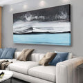 Abstract Wall Art Black White and Blue Canvas Art Wall Decor Modern Art Wall Decor Painting Framed Artwork Abstract Canvas Wall Art for Living Room Bedroom Office 24"x48"