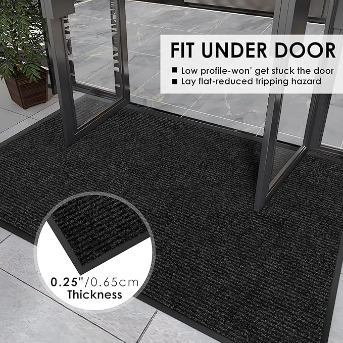 3′ x 62′ Front Door Mat Indoor Outdoor Entrance, Commercial Floor Mat Heavy Duty Dirt Trapper Entryway Doormat, Custom Size Non Slip Rubber Backing Welcome mat, Door Mat for High Traffic Area