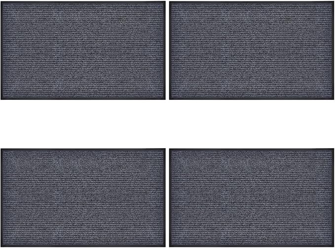 4 Pack 36"x24" Brush Step Entrance Mat - Indoor Outdoor Carpet Doormat with Deep Scraper & Rubber Border, for Dry Indoor/Outdoor Use at Door, Patio, Garage, Kitchen, Laundry Room