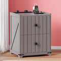 Night Stand with Slidable Charging Station,Nightstands with 2 Drawers,Farmhouse EndTable and Bedside Table,Small Side Table for Bedroom（Newly Upgraded）