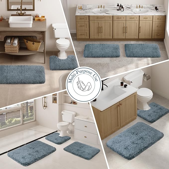 Walensee Large Bathroom Rug (24 x 48, Slate) Extra Soft and Absorbent Shaggy Bath Mat Machine Washable Microfiber Non Slip Luxury Floor Mat