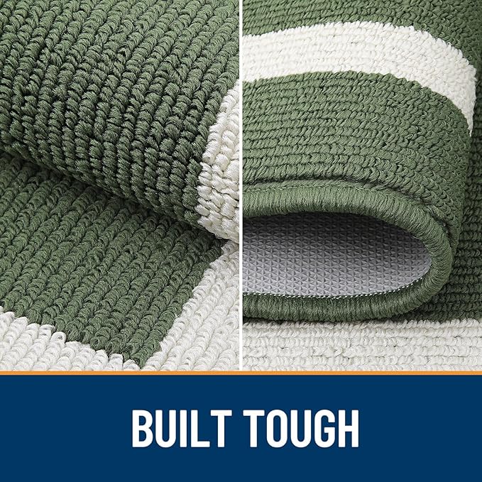 OLANLY Indoor Door Mat, 71x47, Non-Slip Absorbent Resist Dirt Entrance Mat, Washable Low-Profile Inside Entry Doormats for Entryway, Green