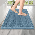 OLANLY Thick Bathroom Rugs 24x16, Extra Soft Absorbent Chenille Striped Bath Rugs, Rubber Backing, Machine Wash Dry, Bath Mats for Bathroom Floor, Tub and Shower, Home Decor Accessories, Airy Blue