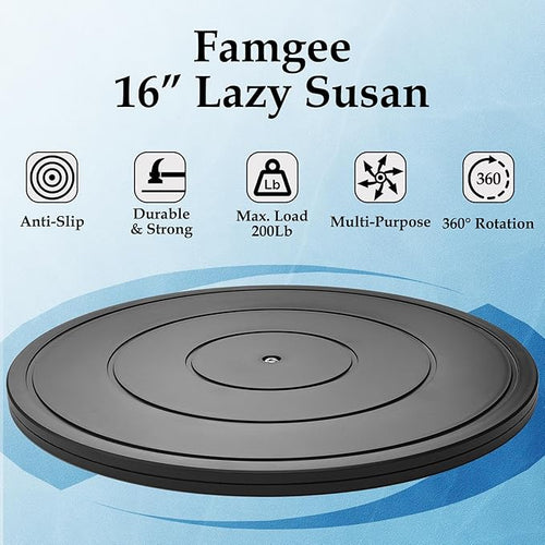 16 Inch Lazy Susan Turntable Heavy Duty Rotating Swivel Stand Lazy Susan with Steel Ball Bearings for Flat Panel Monitors, Computer, TV, Speakers, Bonsai, Statue, Cabinet Organizer
