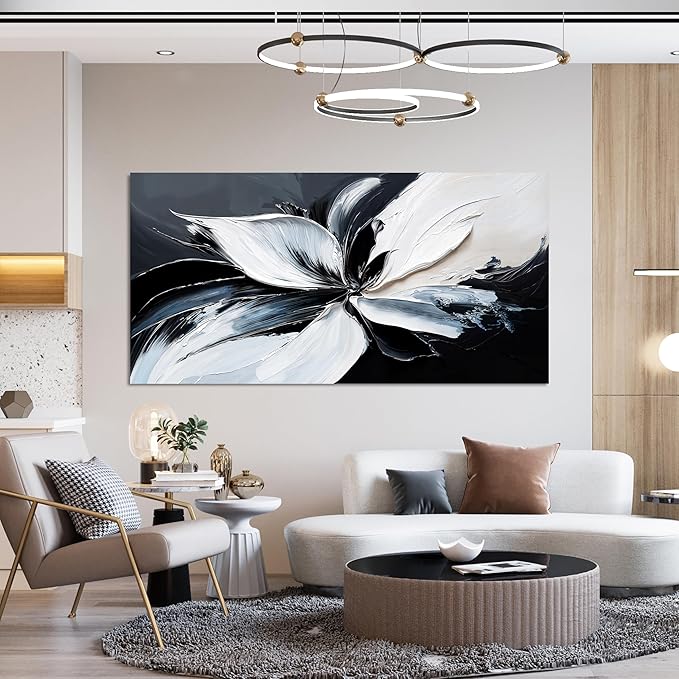 Canvas Abstract Wall Art Decor Modern Minimalist Wall Art Black and White Wall Art Prints Abstract Canvas Art Wall Decor Wall Art Pictures for Living Room Artwork for Walls Home Room Decor 20" X 40"