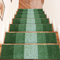OLANLY Stair Treads Non Slip 15PCS, 8" x 30" Indoor Stair Runners for Wooden Steps, Edging Stair Rugs with Reusable Peel and Stick Adhesive for Kids Elders and Pets, Green