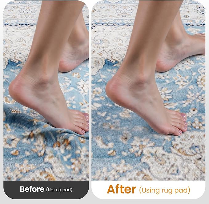 Non-Slip Rug Pad Gripper 2x3 Feet, Anti Skid Mat for Under Area Rugs, Keeps Rugs in Position and Safe, Thick Cushioned Carpet Pad for Hardwood Floors Protection
