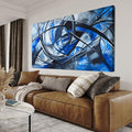 Abstract Wall Art Decor Modern Large Wall Art Pictures for Living Room Black and White Wall Art Decor Artwork for Walls Oversized Blue Wall Art Prints Canvas Art Wall Decor Home Office Decor 39" X 78"