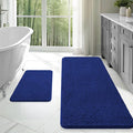 OLANLY Bathroom Rugs Sets 2 Piece, Soft Absorbent Chenille Bath Mats Area Rug Set, Non-Slip, Quick Dry, Machine Washable Bath Mats for Bathroom, Home Decor Accessories (47"x20"+24"x16", Navy)