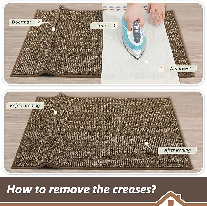 BEQHAUSE Dirt Trapper Door Mat 24" x 60", Non-Slip Washable Doormats Entrance Mat, Dirt Resistant and Absorbent Welcome Mat, Low Profile Floor Mats for Front Back Door and Entryway, Brown