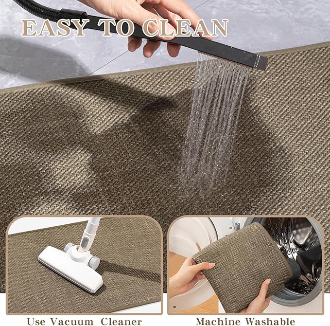 chakme Bathroom Rugs Mat 36x25, Ultra Thin Non Slip Bath Mat Large Quick Dry Absorbent Bath Mat for Bathroom Floor, (Dark Beige, 36"x25")