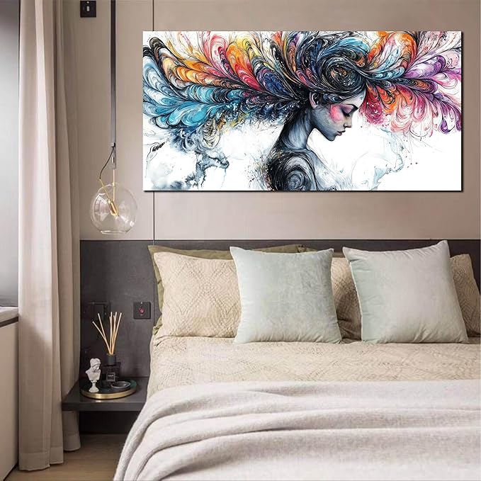 Girl Canvas Wall Art for Living Room - Colorful Abstract Wall Art Bedroom - Girl Room Wall Decor Size 29" x 59"