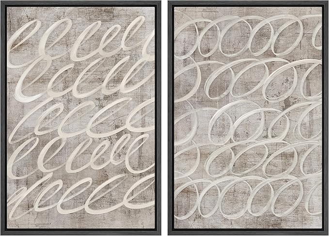 MUDECOR Framed Canvas Print Wall Art Vintage Mid-Century Swirl Abstract Shape Illustrations Modern Art Decorative Bohemian Colorful Chic for Living Room, Bedroom, Office - 24"x36"x2 Black