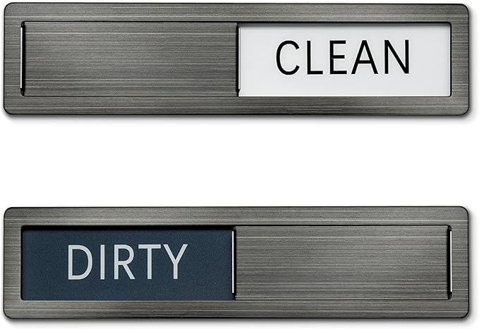 Clean dirty magnet for dishwasher, Premium Stainless Steel Black Clean Dirty Sign Indicator - Grade 304 Clean Dirty Magnet for Dishwasher, Black & White, Easy to Read with Extra Adhesive Tape - Kitchen Organizer